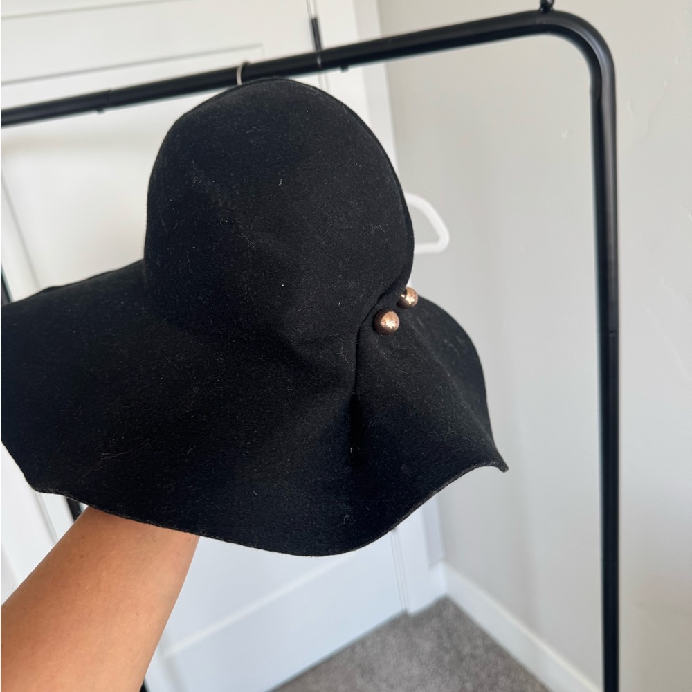 Shiraleah Black Floppy Hat with Gold Accents